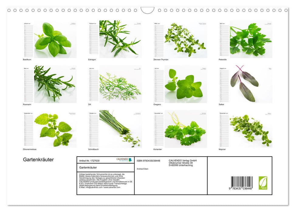 Gartenkräuter (CALVENDO Wandkalender 2025)