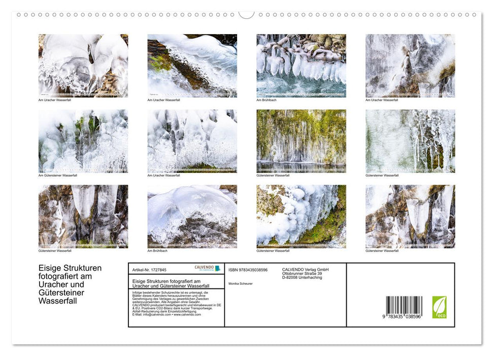 Eisige Strukturen fotografiert am Uracher und Gütersteiner Wasserfall (CALVENDO Premium Wandkalender 2025)