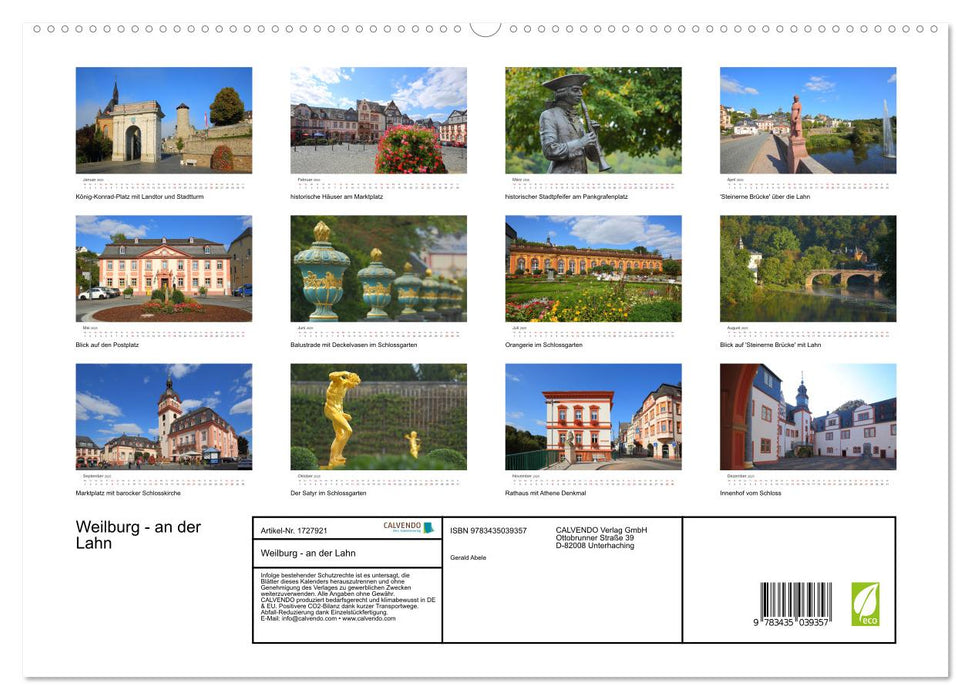 Weilburg - an der Lahn (CALVENDO Premium Wandkalender 2025)