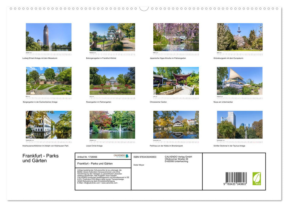 Frankfurt - Parks und Gärten (CALVENDO Premium Wandkalender 2025)