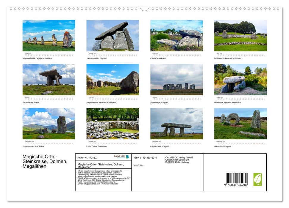 Magische Orte - Steinkreise, Dolmen, Megalithen (CALVENDO Premium Wandkalender 2025)