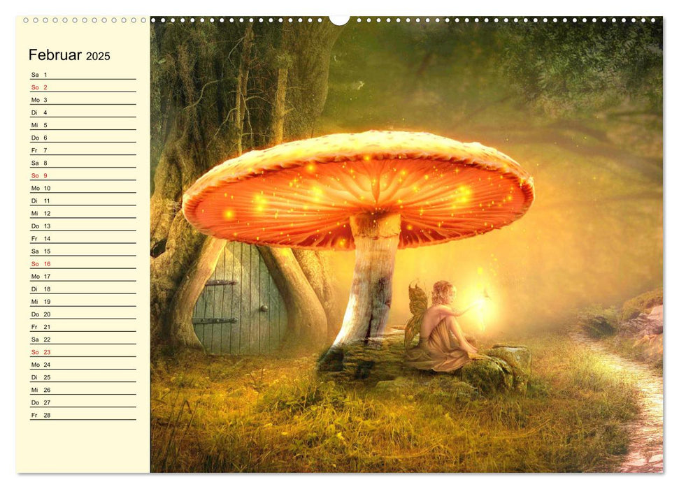 Wundersamer Elfenwald. Liebliche Naturgeister und Lichtgestalten (CALVENDO Wandkalender 2025)