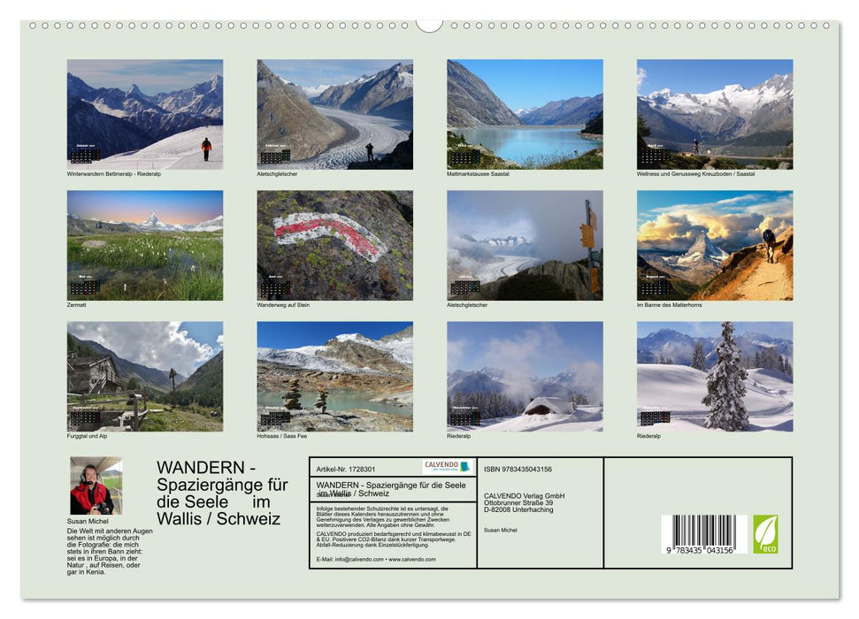 WANDERN - Spaziergänge für die Seele im Wallis / Schweiz (CALVENDO Premium Wandkalender 2025)