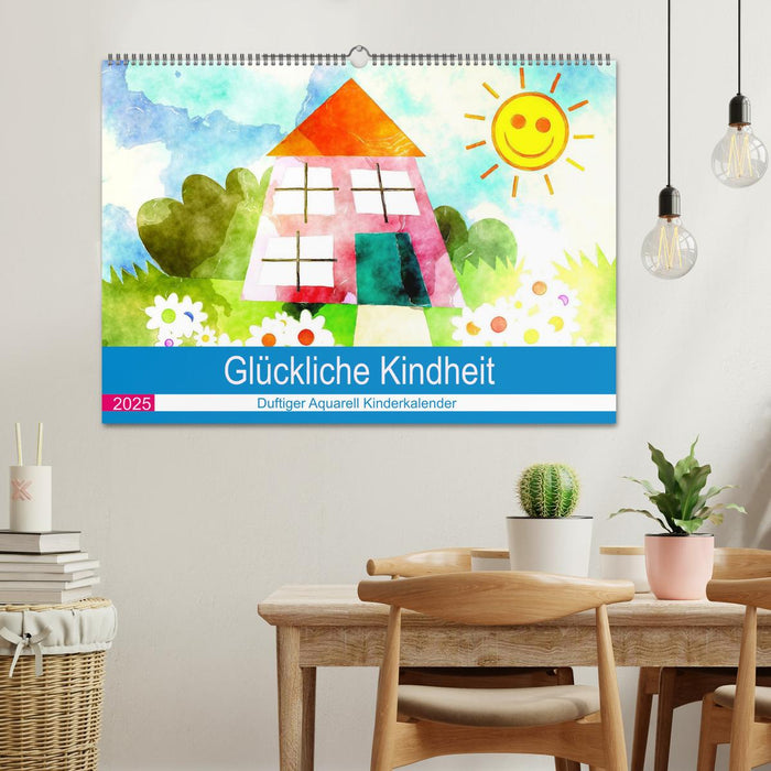 Glückliche Kindheit. Duftiger Aquarell Kinderkalender (CALVENDO Wandkalender 2025)