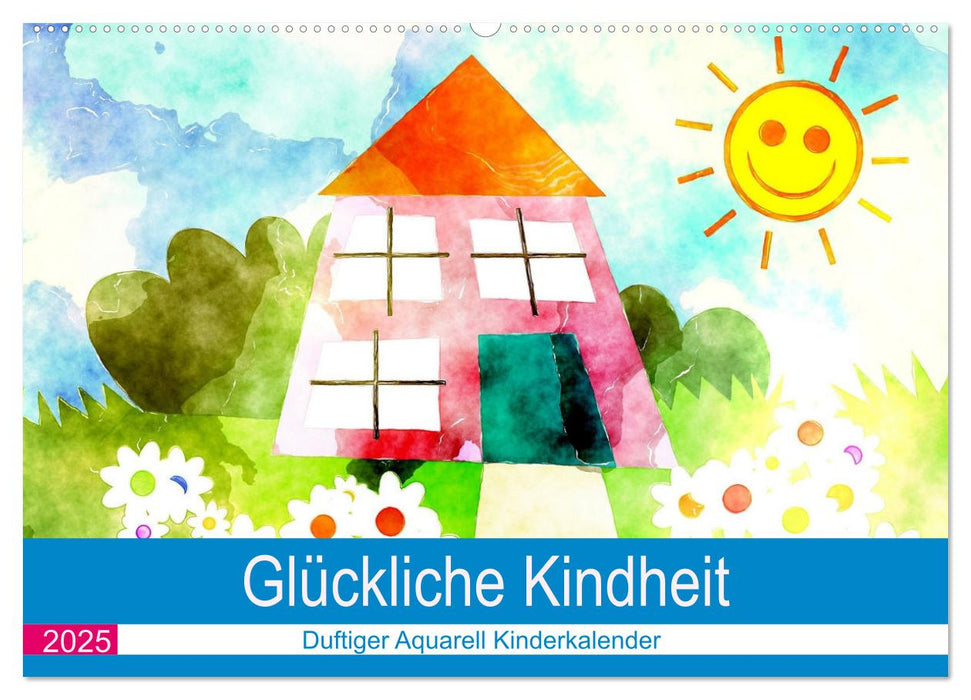 Glückliche Kindheit. Duftiger Aquarell Kinderkalender (CALVENDO Wandkalender 2025)