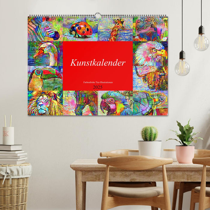 Kunstkalender. Farbenfrohe Tier-Illustrationen (CALVENDO Wandkalender 2025)