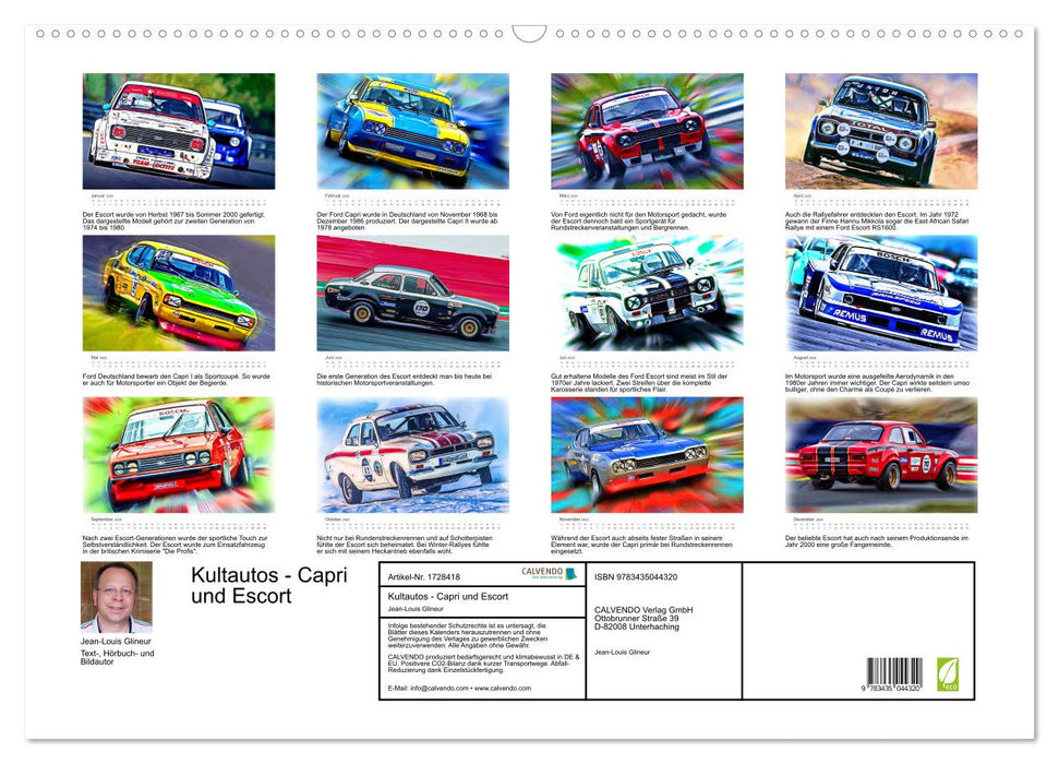 Kultautos - Capri und Escort (CALVENDO Wandkalender 2025)