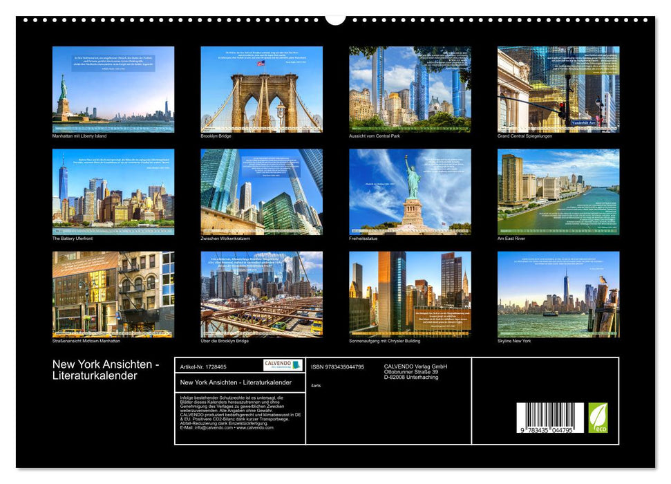 New York Ansichten - Literaturkalender (CALVENDO Premium Wandkalender 2025)