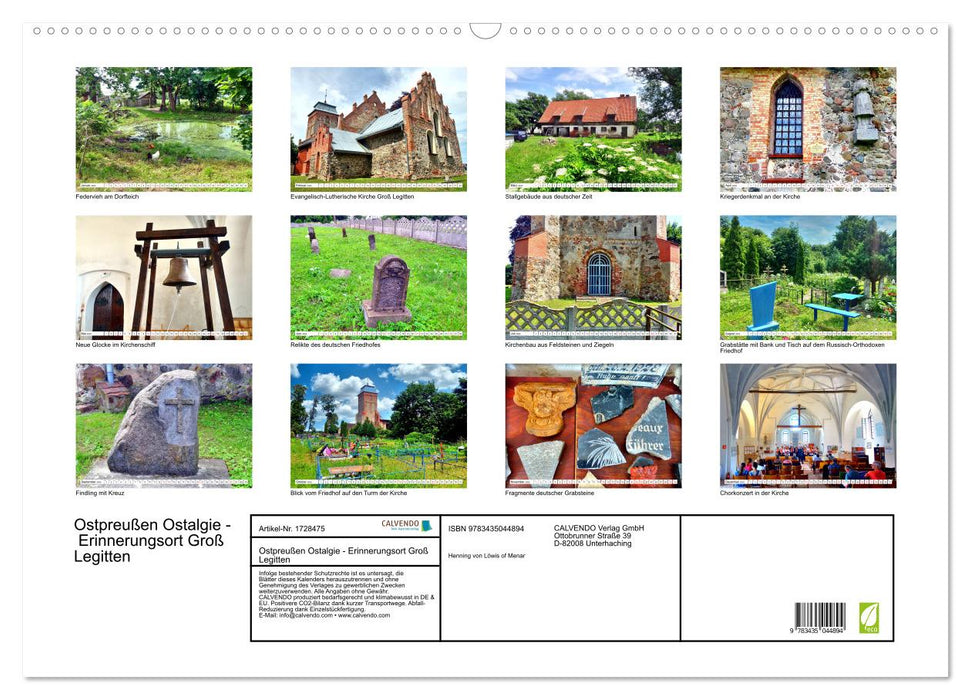 Ostpreußen Ostalgie - Erinnerungsort Groß Legitten (CALVENDO Wandkalender 2025)
