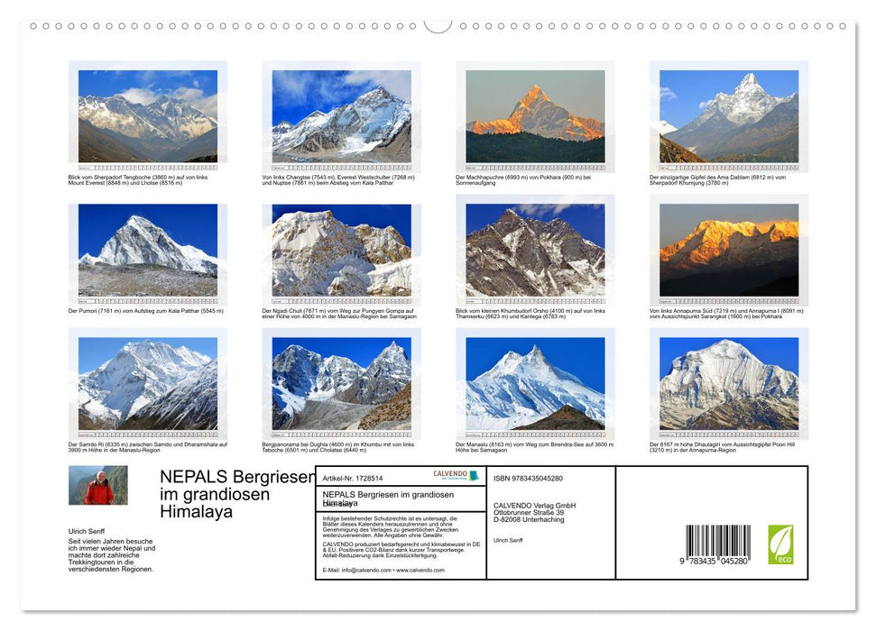 NEPALS Bergriesen im grandiosen Himalaya (CALVENDO Premium Wandkalender 2025)