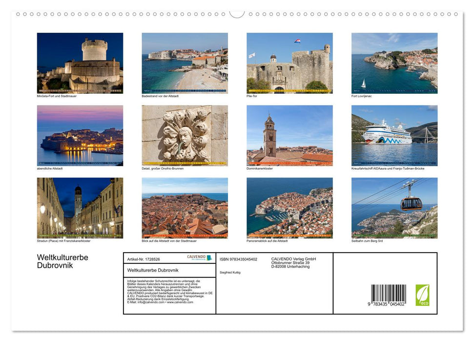 Weltkulturerbe Dubrovnik (CALVENDO Premium Wandkalender 2025)