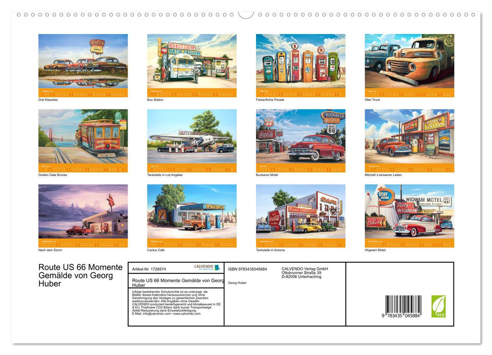 Route US 66 Momente Gemälde von Georg Huber (CALVENDO Premium Wandkalender 2025)