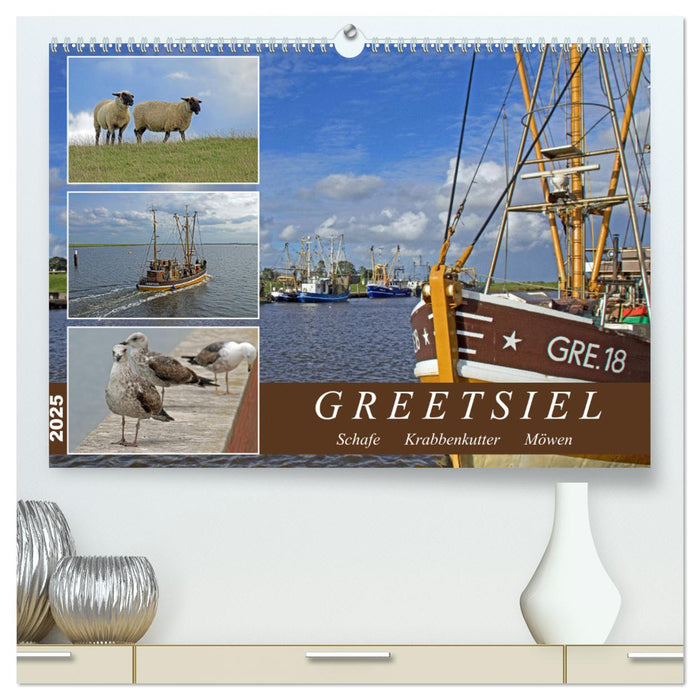 GREETSIEL - Schafe - Krabbenkutter - Möwen (CALVENDO Premium Wandkalender 2025)