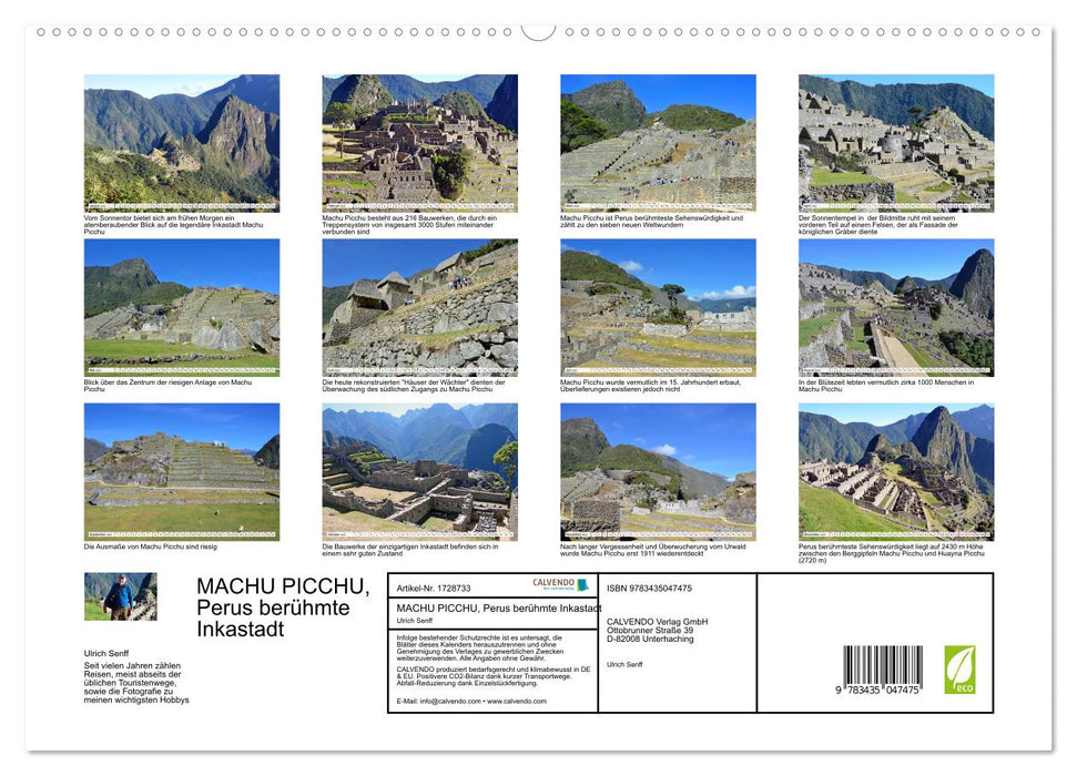 MACHU PICCHU, Perus berühmte Inkastadt (CALVENDO Premium Wandkalender 2025)