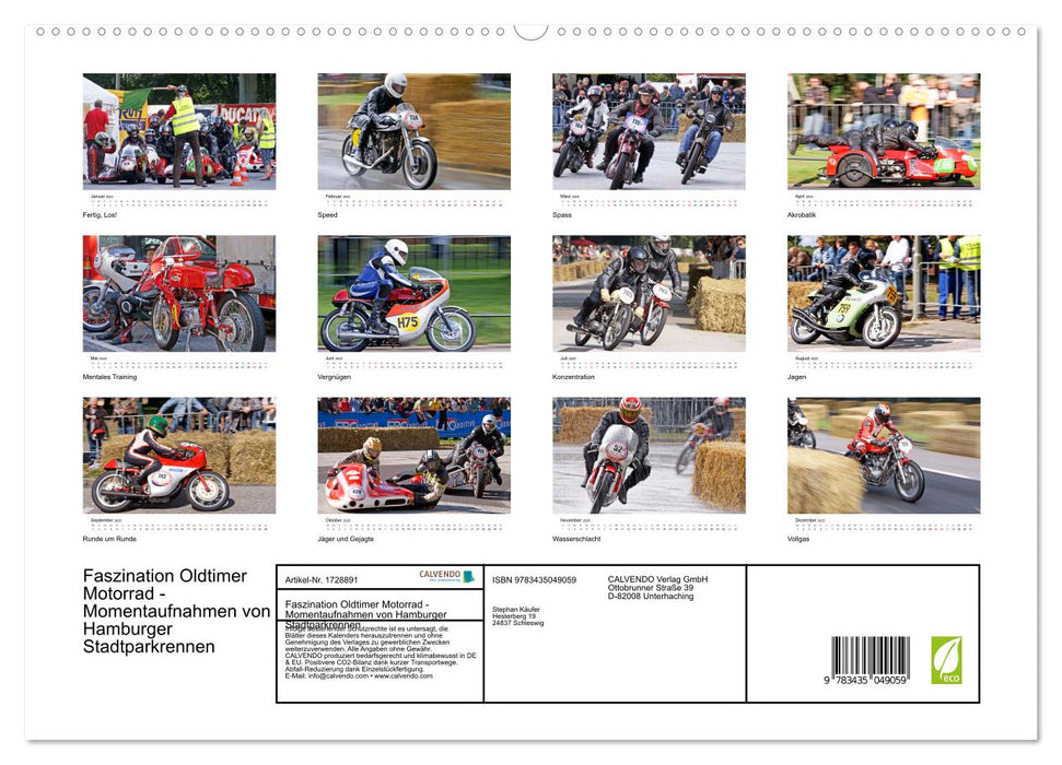 Faszination Oldtimer Motorrad - Momentaufnahmen von Hamburger Stadtparkrennen (CALVENDO Premium Wandkalender 2025)