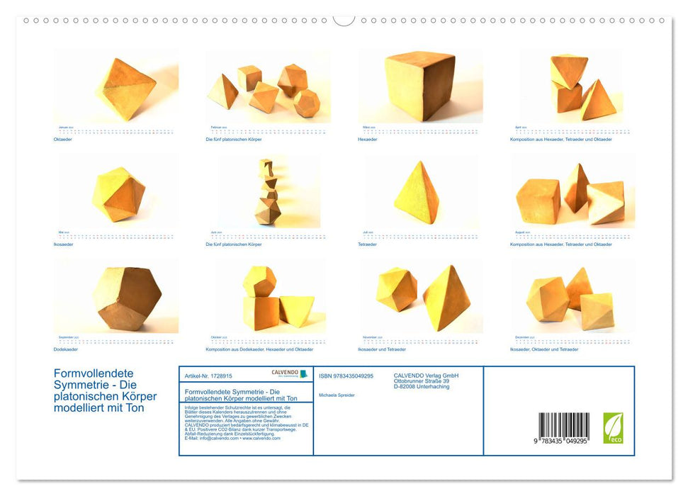 Formvollendete Symmetrie - Die platonischen Körper modelliert mit Ton (CALVENDO Premium Wandkalender 2025)