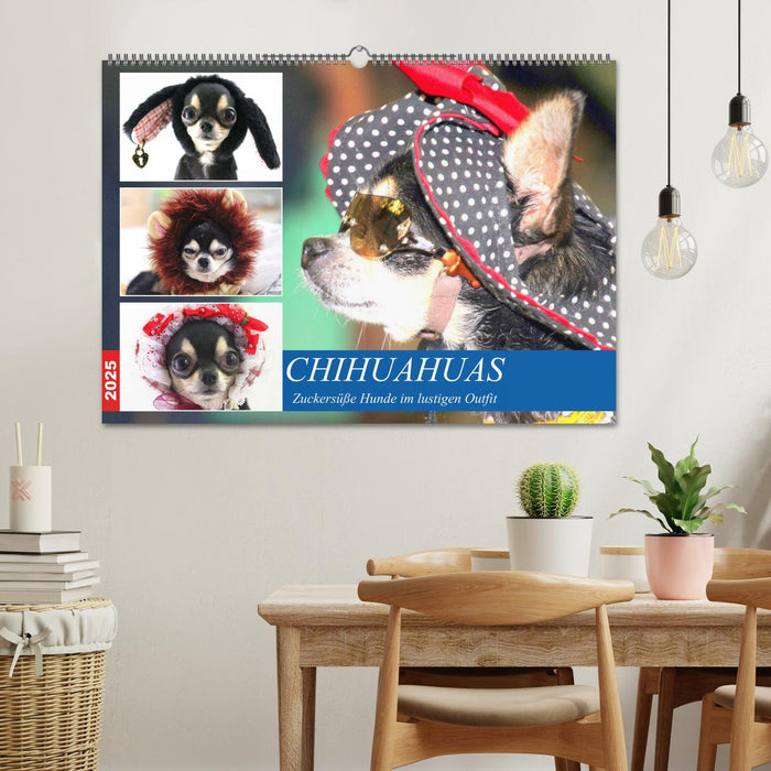 Chihuahuas. Zuckersüße Hunde im lustigen Outfit (CALVENDO Wandkalender 2025)