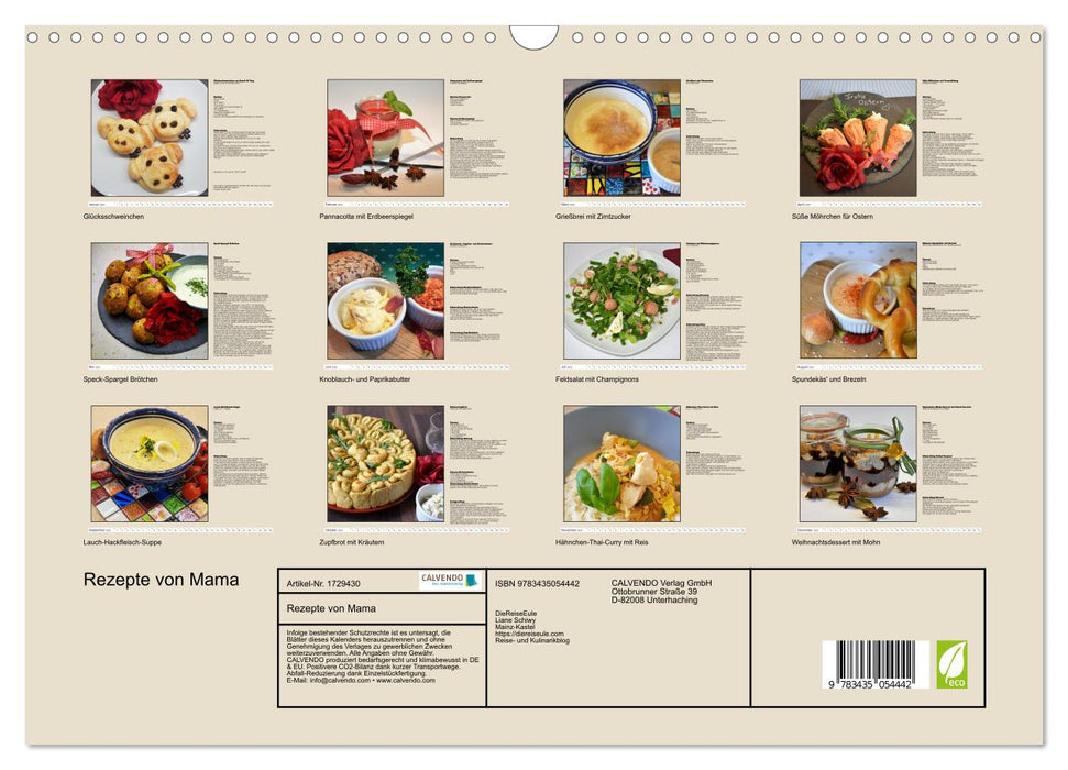 Rezepte von Mama (CALVENDO Wandkalender 2025)