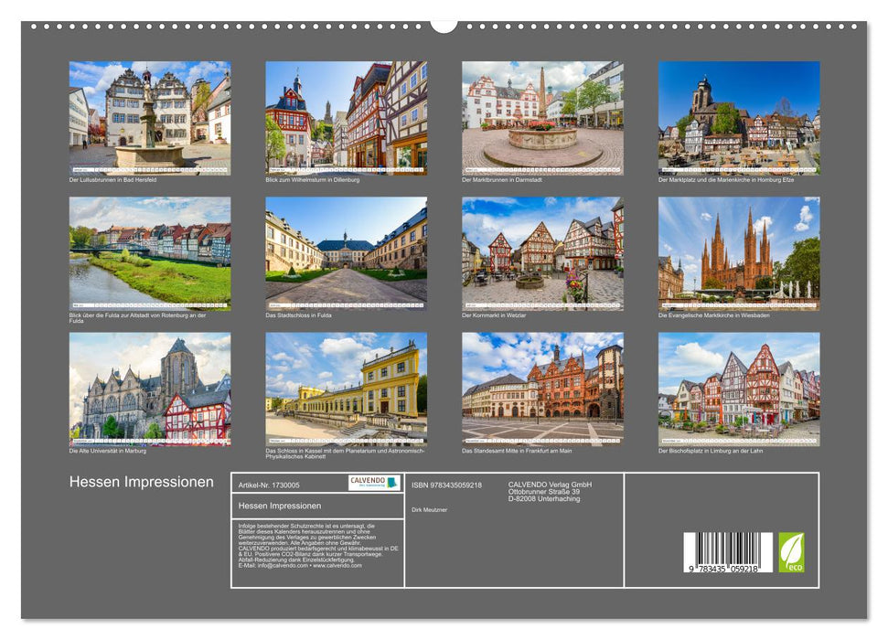 Hessen Impressionen (CALVENDO Premium Wandkalender 2025)