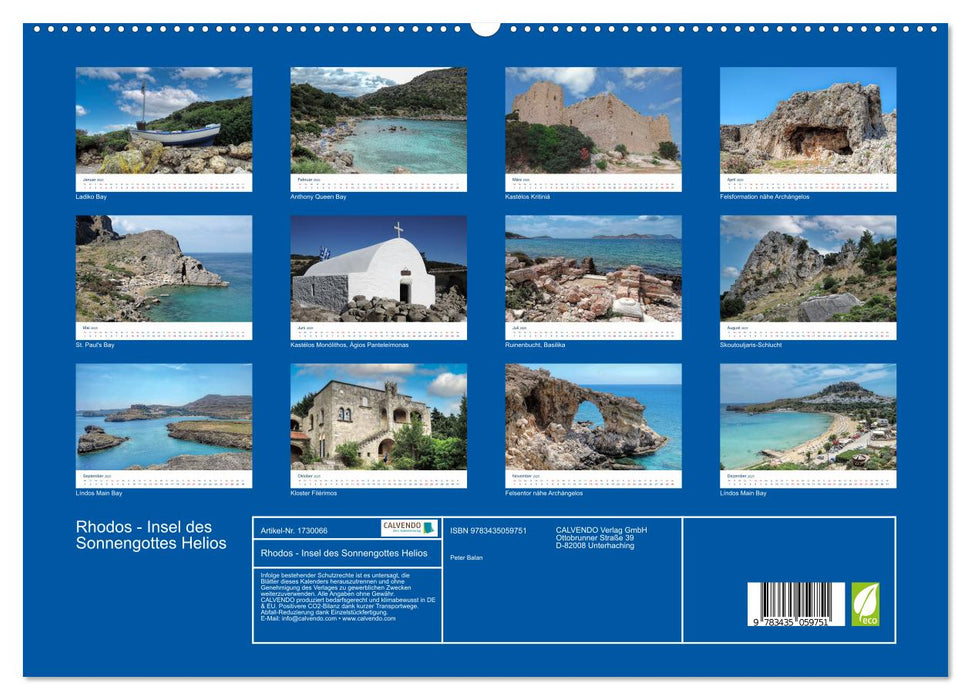 Rhodos - Insel des Sonnengottes Helios (CALVENDO Premium Wandkalender 2025)