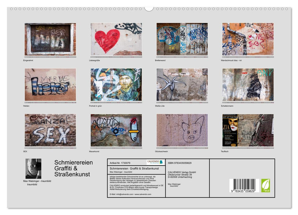 Schmierereien Graffiti & Straßenkunst (CALVENDO Premium Wandkalender 2025)