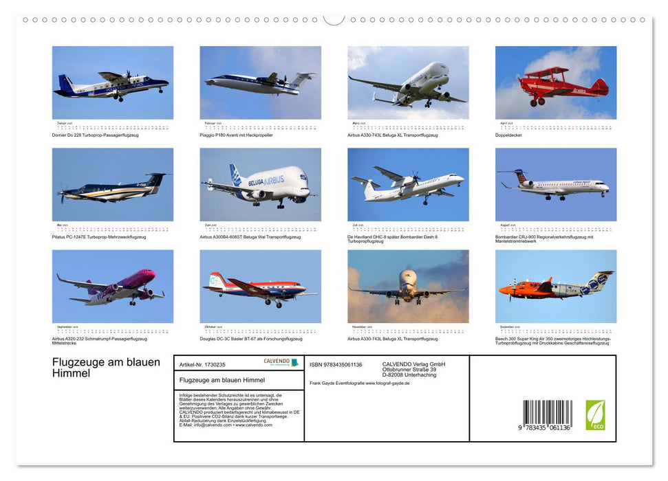 Flugzeuge am blauen Himmel (CALVENDO Premium Wandkalender 2025)