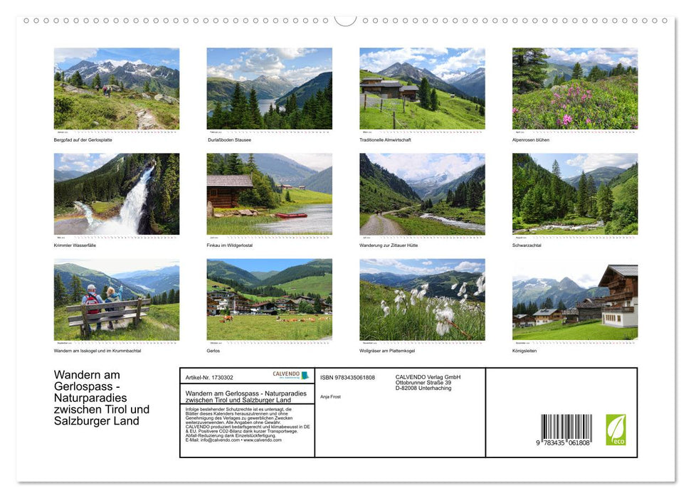 Wandern am Gerlospass - Naturparadies zwischen Tirol und Salzburger Land (CALVENDO Premium Wandkalender 2025)