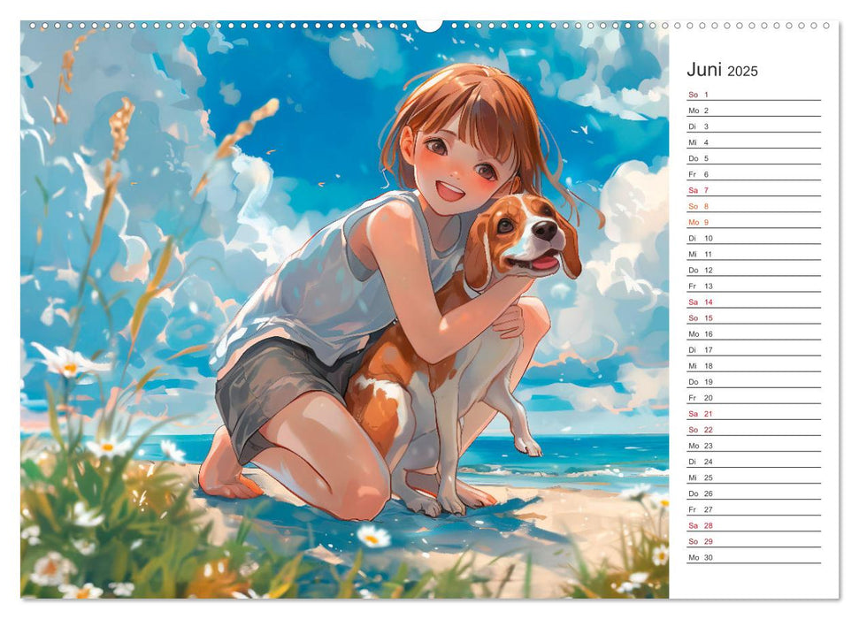 Anime-Freunde - Terminplaner mit niedlichen Tierfreundschaften (CALVENDO Wandkalender 2025)