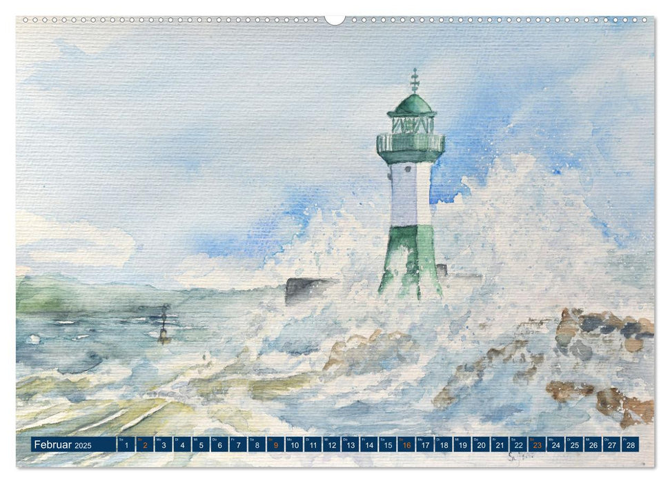 Rügen Impressionen in Aquarell (CALVENDO Premium Wandkalender 2025)