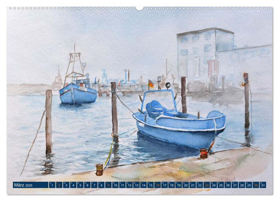 Rügen Impressionen in Aquarell (CALVENDO Premium Wandkalender 2025)