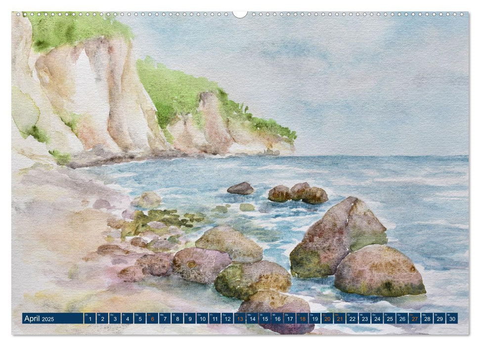 Rügen Impressionen in Aquarell (CALVENDO Premium Wandkalender 2025)