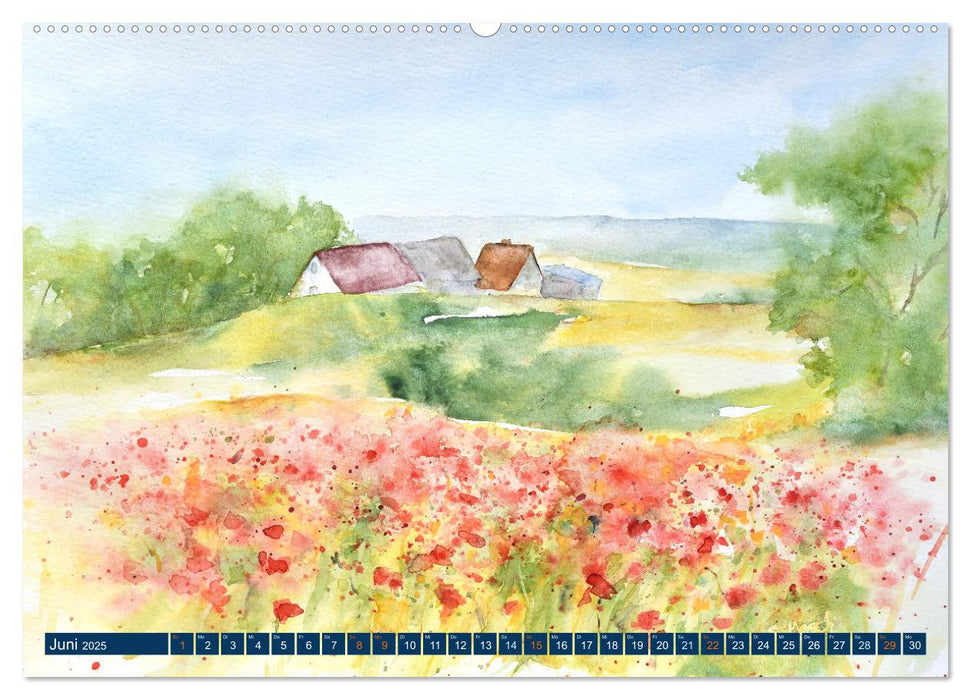 Rügen Impressionen in Aquarell (CALVENDO Premium Wandkalender 2025)