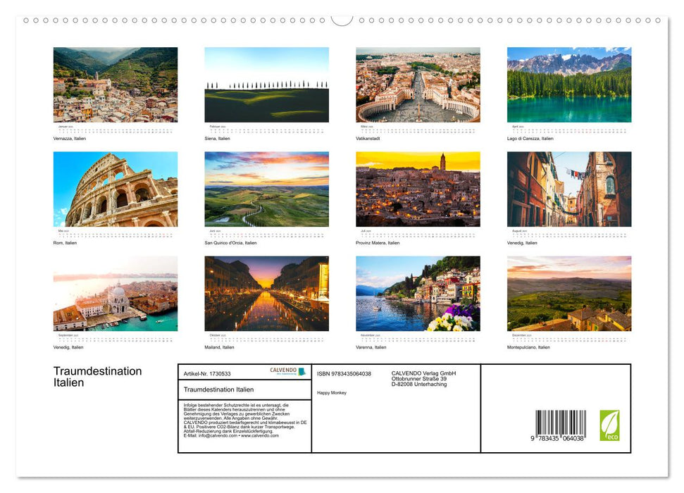 Traumdestination Italien (CALVENDO Premium Wandkalender 2025)