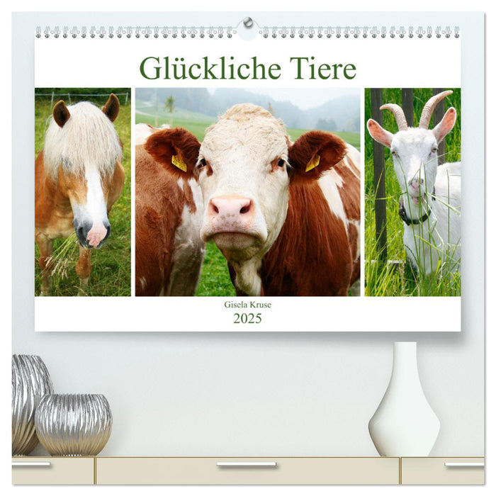 Glückliche Tiere (CALVENDO Premium Wandkalender 2025)