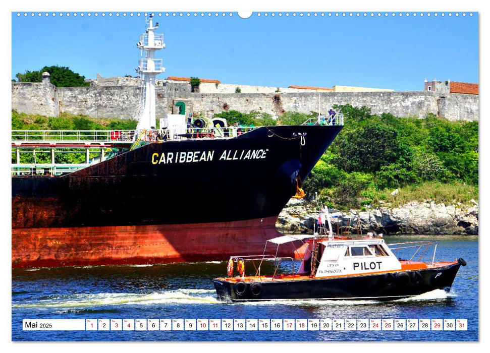 CUBA AHOI - Schiffsverkehr in der Bucht von Havanna (CALVENDO Premium Wandkalender 2025)