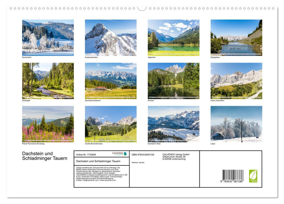 Dachstein und Schladminger Tauern (CALVENDO Premium Wandkalender 2025)