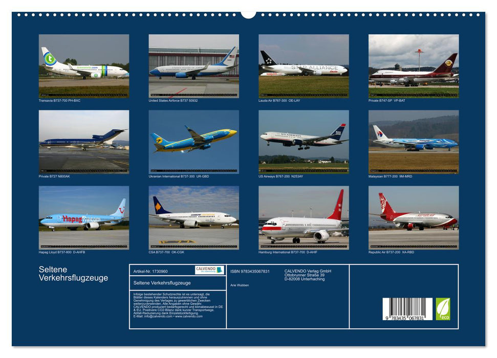 Seltene Verkehrsflugzeuge (CALVENDO Wandkalender 2025)