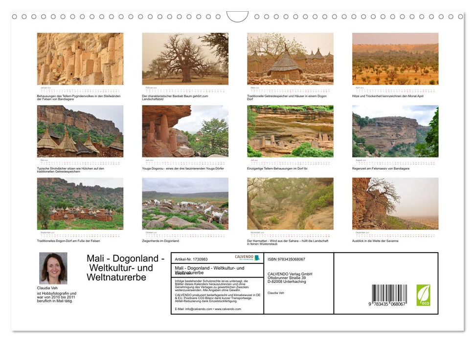 Mali - Dogonland - Weltkultur- und Weltnaturerbe (CALVENDO Wandkalender 2025)