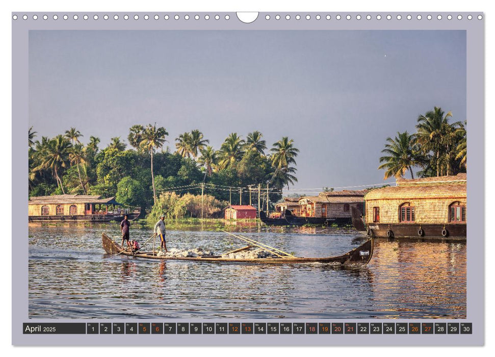 Kerala Backwaters - mit dem Hausboot durch die tropische Wasserwelt (CALVENDO Wandkalender 2025)