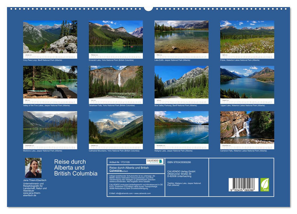 Reise durch Alberta und British Columbia (CALVENDO Premium Wandkalender 2025)