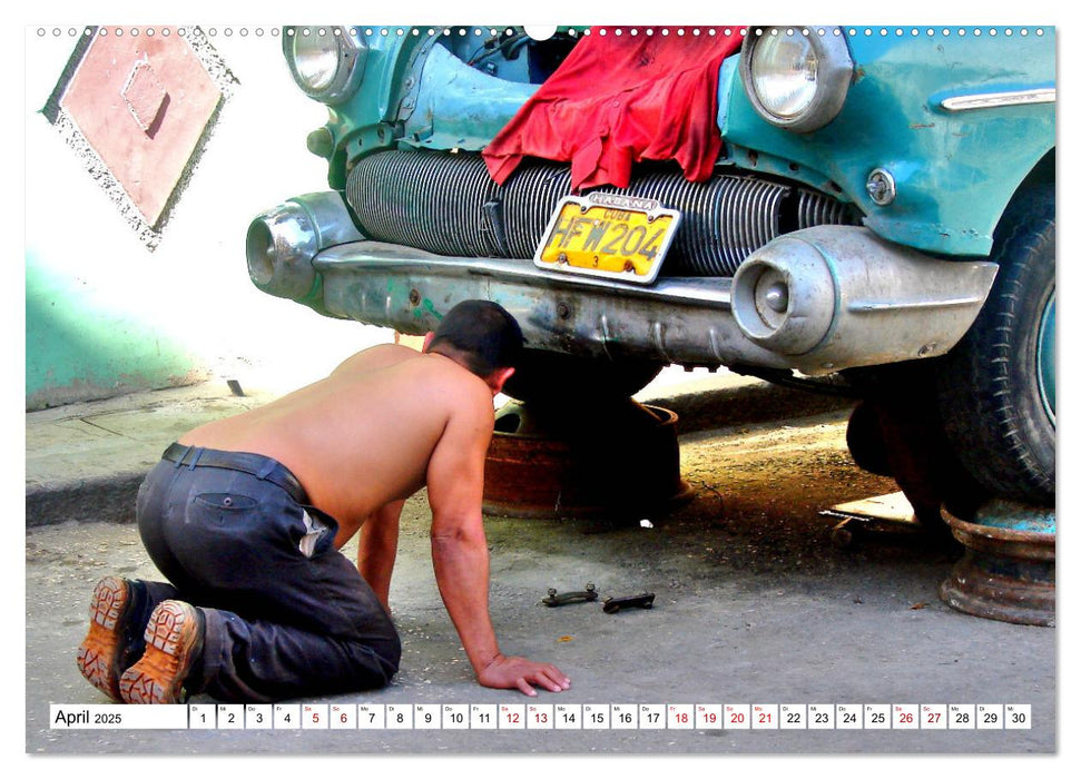 Oldtimer-Werkstatt Kuba - Auto-Reparatur in den Straßen Havannas (CALVENDO Premium Wandkalender 2025)