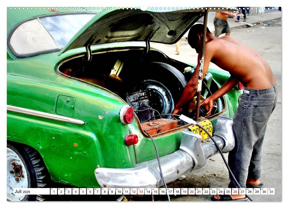 Oldtimer-Werkstatt Kuba - Auto-Reparatur in den Straßen Havannas (CALVENDO Premium Wandkalender 2025)