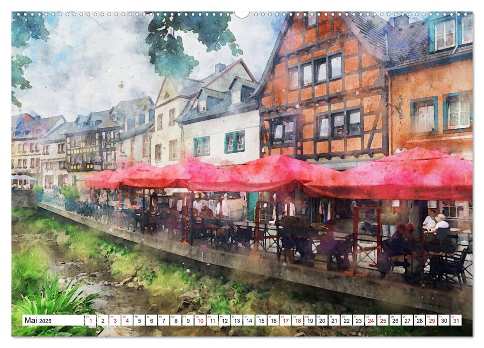 Bad Münstereifel - Mittelalterliches Kleinod in Aquarellfarben (CALVENDO Premium Wandkalender 2025)