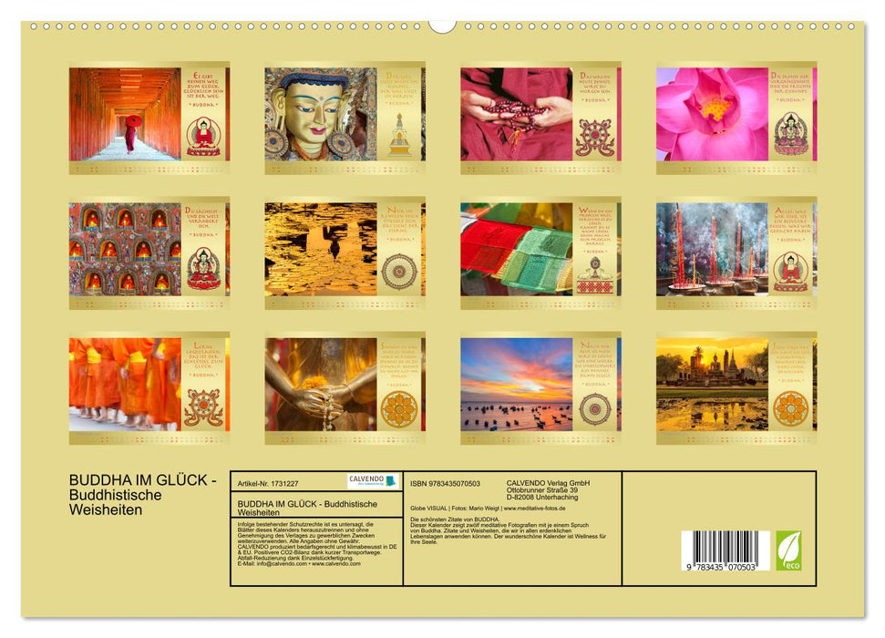 BUDDHA IM GLÜCK - Buddhistische Weisheiten (CALVENDO Premium Wandkalender 2025)