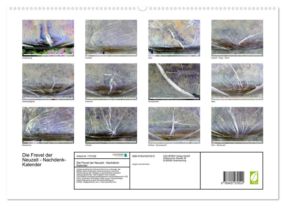 Die Frevel der Neuzeit - Nachdenk-Kalender (CALVENDO Premium Wandkalender 2025)