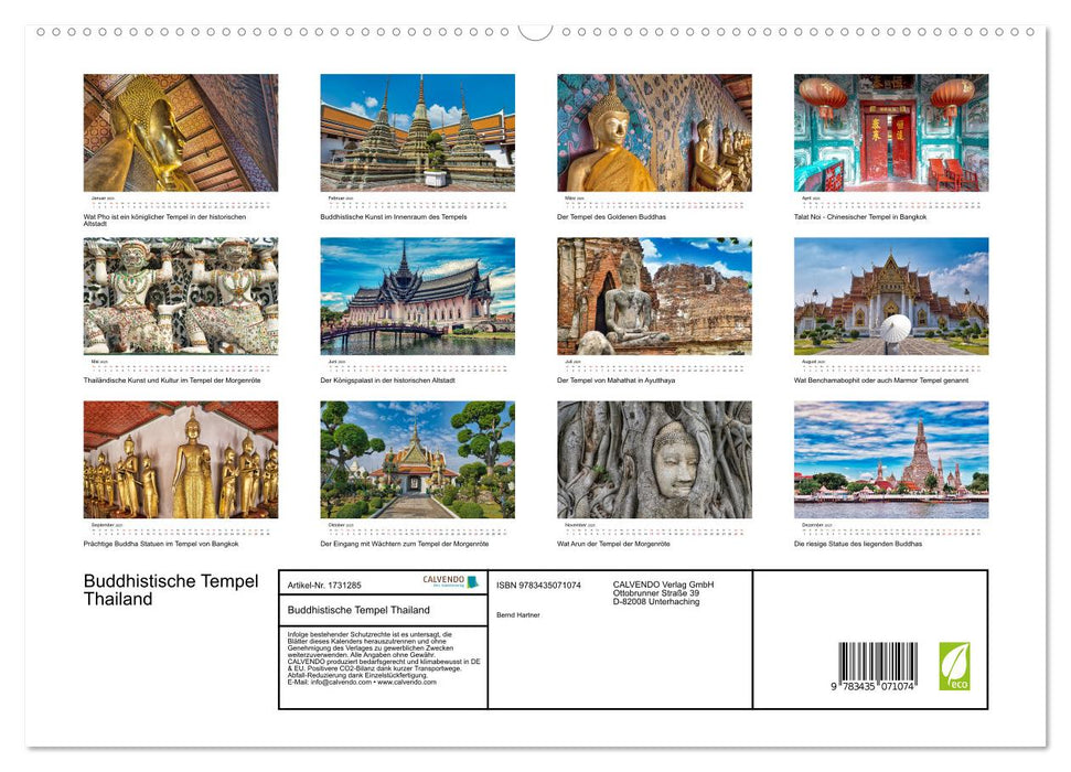 Buddhistische Tempel Thailand (CALVENDO Premium Wandkalender 2025)