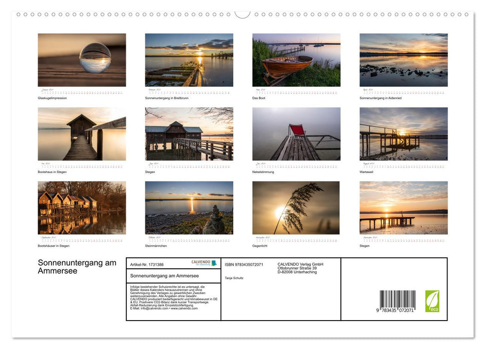 Sonnenuntergang am Ammersee (CALVENDO Premium Wandkalender 2025)