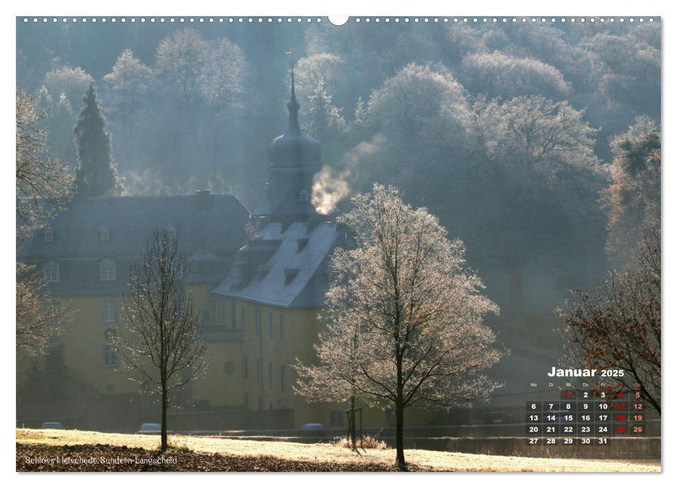 Burgen, Schlösser, Herrenhäuer im Sauerland (CALVENDO Premium Wandkalender 2025)