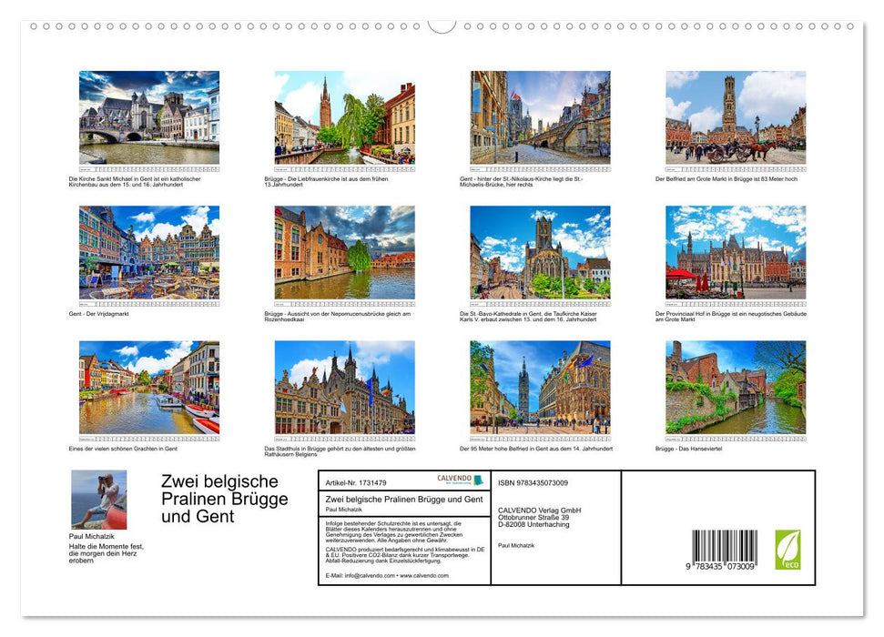 Zwei belgische Pralinen Brügge und Gent (CALVENDO Wandkalender 2025)