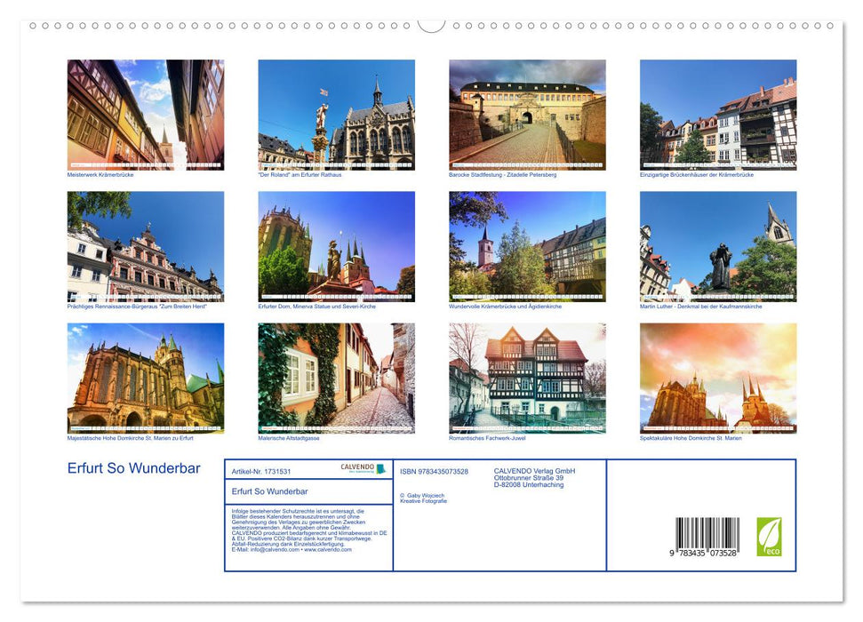 Erfurt So Wunderbar (CALVENDO Wandkalender 2025)